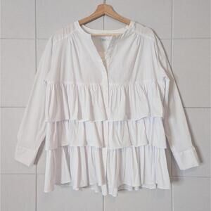 Kimchi Blue cotton poplin tiered voluminous romantic ruffle blouse
